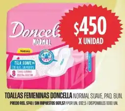 Supermercados Vea Doncella normal toallas femeninas suave, paq. oferta