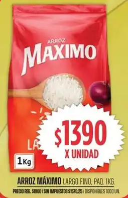 Supermercados Vea Máximo arroz largo fino, paq. oferta