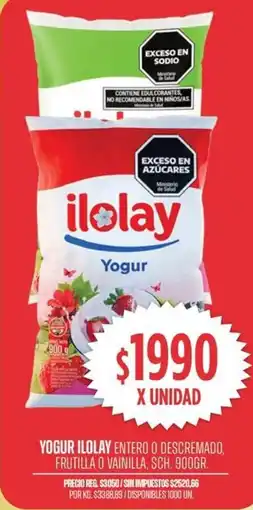 Supermercados Vea Ilolay yogur entero o descremado, frutilla o vainilla, sch. oferta