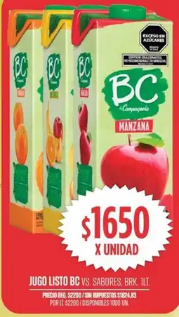 Supermercados Vea Bc jugo listo vs. sabores, brk. oferta