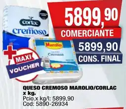 Maxiconsumo Marolio/corlac queso cremoso oferta