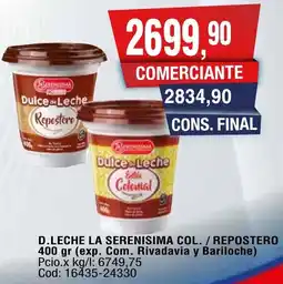 Maxiconsumo D.leche la serenisima col. / repostero oferta