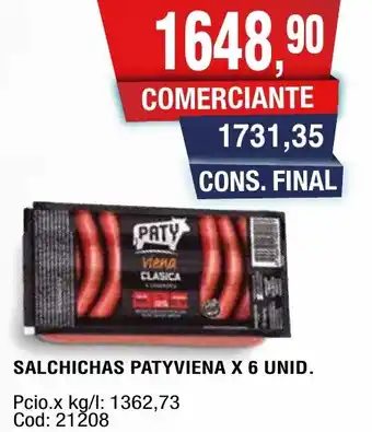 Maxiconsumo Paty viena salchichas oferta