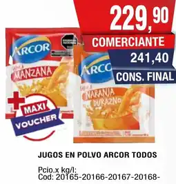 Maxiconsumo Arcor jugos en polvo todos oferta