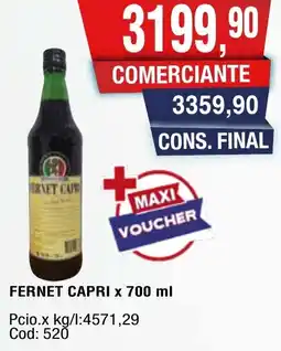 Maxiconsumo Capri fernet oferta