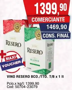 Maxiconsumo Resero vino bco./tto. t/b oferta