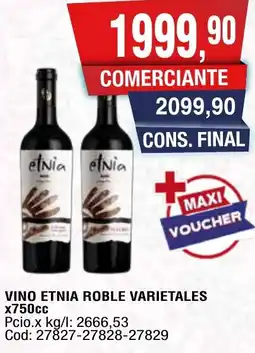 Maxiconsumo Etnia vino roble varietales oferta