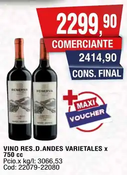 Maxiconsumo Res.d.andes vino varietales oferta