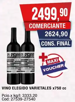 Maxiconsumo Elegido vino varietales oferta