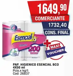 Maxiconsumo Esencial pap. higienico bco oferta