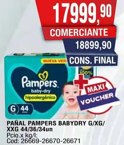 Maxiconsumo Pampers pañal babydry oferta