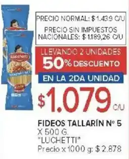 Carrefour Luchetti fideos tallarin n° 5 oferta