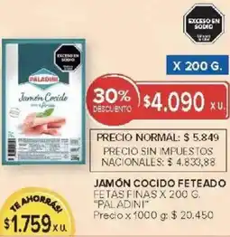 Carrefour Paladini jamón cocido feteado fetas finas oferta