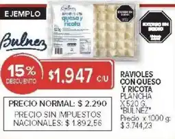 Carrefour Bulnez ravioles con queso y ricota plancha oferta