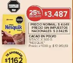 Carrefour Nesquik cacao en polvo s/tacc oferta