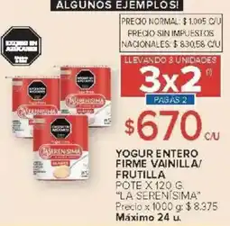 Carrefour La serenisima yogur entero firme vainilla/ frutilla pote oferta