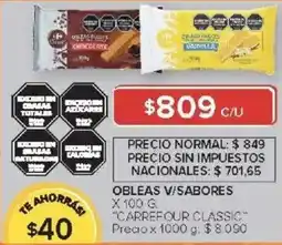 Carrefour Carrefour classic obleas v/sabores oferta