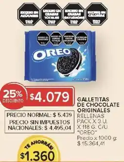 Carrefour Oreo galletitas de chocolate originales rellenas pack oferta
