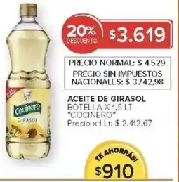 Carrefour Cocinero aceite de girasol botella oferta