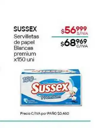 Nini Mayorista Sussex Servilletas De Papel Blancas Premium x 150uni oferta