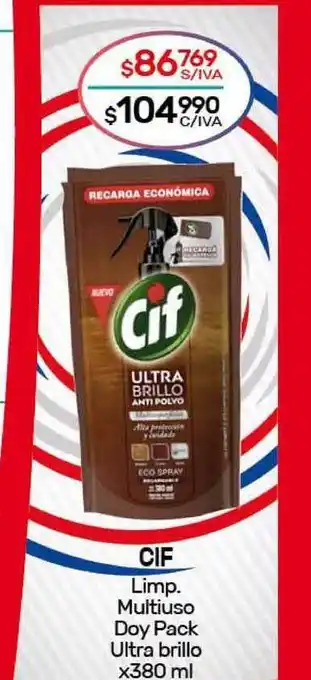 Nini Mayorista Cif Lim. Multiuso Doy Pack Ultra Brilho x 380ml oferta