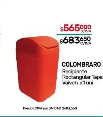 Nini Mayorista Colombraro Recipiente Rectangular Tapa Vaiven x 1 uni oferta