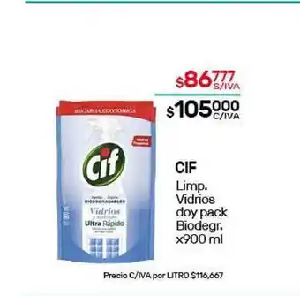 Nini Mayorista Cif. Limp Vidrios Doy Pack Biodegr. x900ml oferta