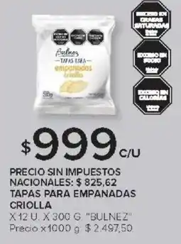Carrefour Bulnez tapas para empanadas criolla oferta