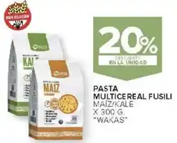 Carrefour Wakas pasta multice real fusili maíz/kale oferta