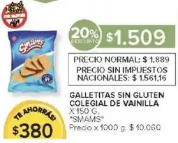 Carrefour Smams galletitas sin gluten colegial de vainilla oferta