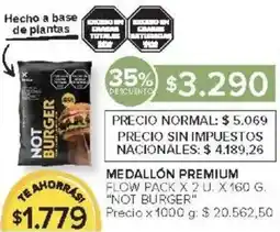 Carrefour Not burger medallón premium flow pack oferta