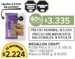 Carrefour Not chicken medallón crispy flow pack oferta