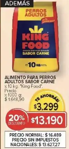 Carrefour King food alimento para perros adultos sabor carne oferta