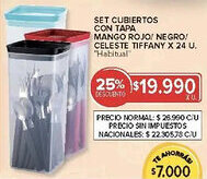 Carrefour Habitual set cubiertos con tapa mango rojo/ negro/ celeste tiffany oferta