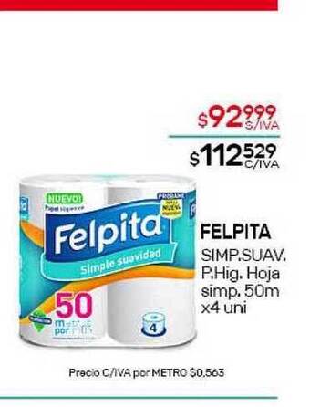 Nini Mayorista Felpita Simp. Suav. P. Hig. Hoja Simp. 50m x4 uni oferta