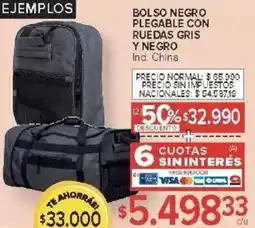 Carrefour Bolso negro plegable con ruedas gris y negro oferta