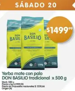 Supermercados Buenos Días Don basilio yerba mate con palo tradicional oferta