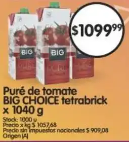 Supermercados Buenos Días Big choice puré de tomate tetrabrick oferta