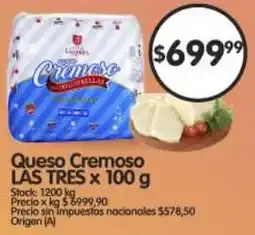 Supermercados Buenos Días Las tres queso cremoso oferta