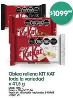 Supermercados Buenos Días Kit kat oblea rellena toda la variedad oferta