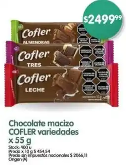 Supermercados Buenos Días Cofler chocolate macizo variedades oferta
