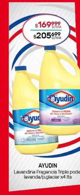 Nini Mayorista Ayudin Lavandina Fragancia Triple Pode Lavanda-p. Glaciar x4 lts oferta