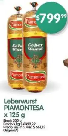 Supermercados Buenos Días Piamontesa leberwurst oferta