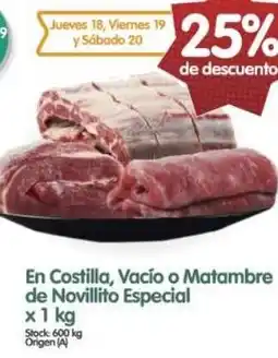 Supermercados Buenos Días En costilla, vacío o matambre de novillito especial oferta