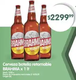 Supermercados Buenos Días Brahma cerveza botella retornable oferta