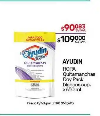 Nini Mayorista Ayudin Ropa Quitamanchas Doy Pack Blancos Sup. x650ml oferta