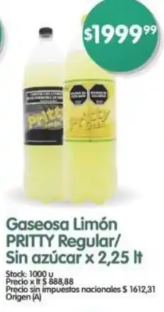 Supermercados Buenos Días Pritty gaseosa limón regular/ sin azúcar oferta