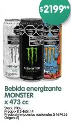 Supermercados Buenos Días Monster bebida energizante oferta