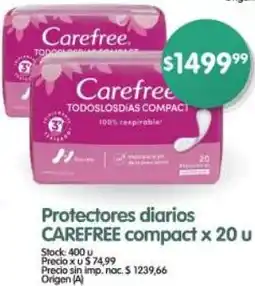 Supermercados Buenos Días Carefree protectores diarios compact oferta