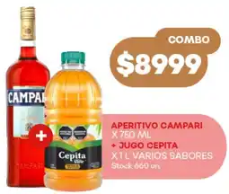 Supermercados Tadicor Campari aperitivo + Cepita jugo oferta
